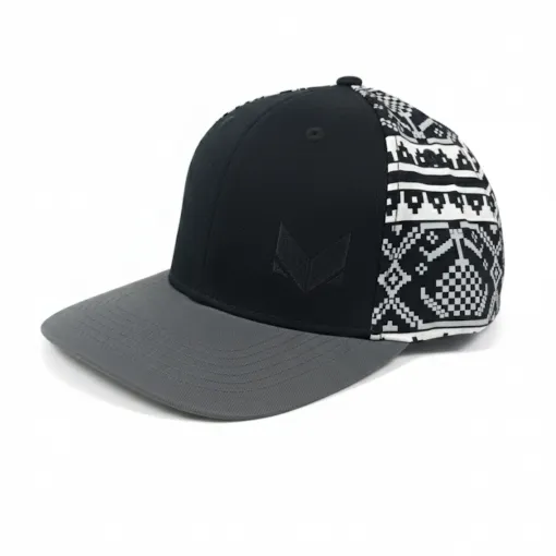 Black & Gray Cap with with Traditional Jamdani Design